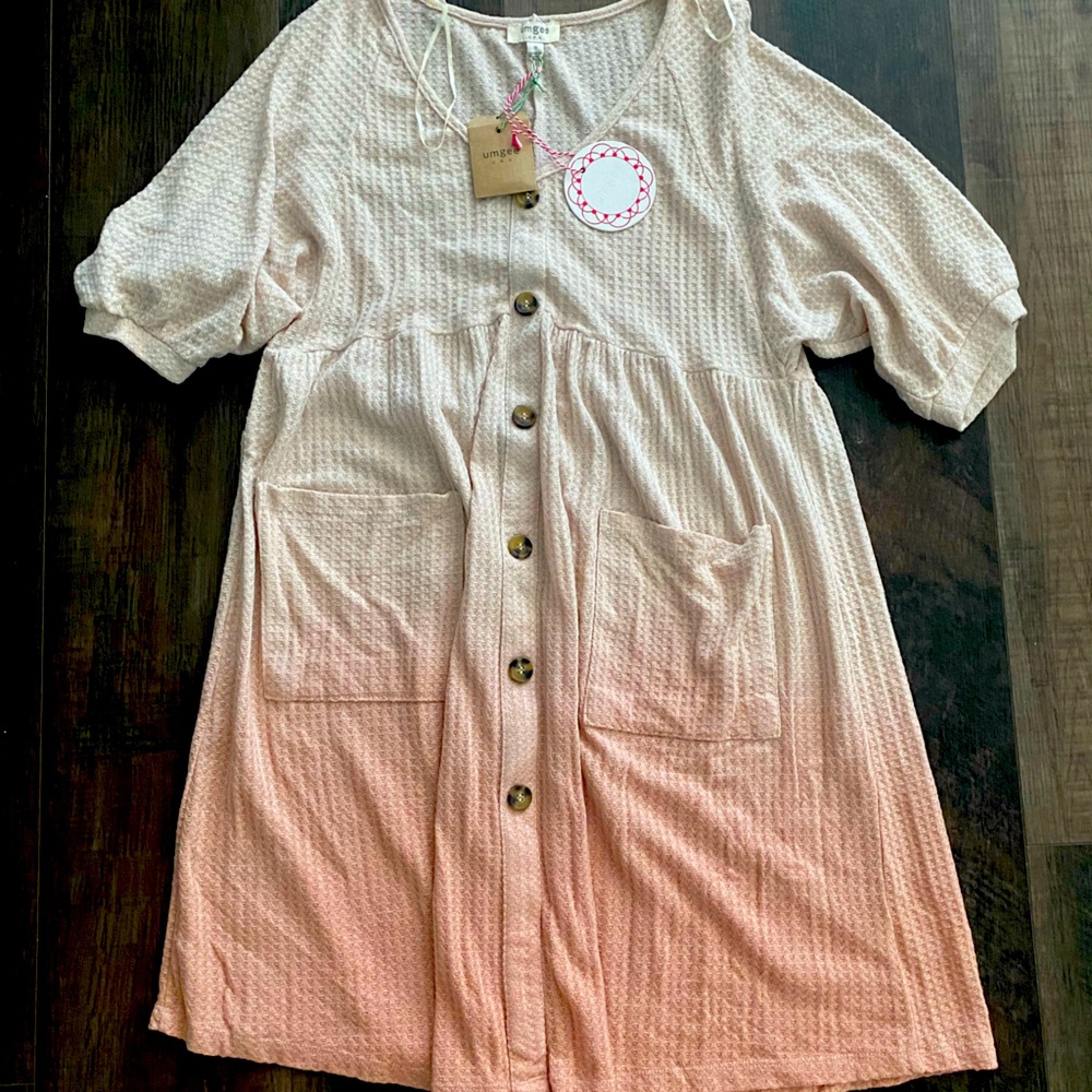 Umgee rose gold ombré waffle knit dress